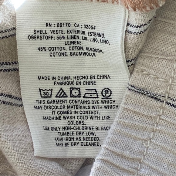 Anthropologie Striped Seashore Tan Linen/Cotton Blend Crop Pant w Rope Ties - Picture 11 of 14